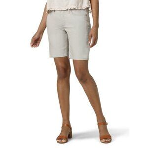 Lee Riders Womens Bermuda Shorts Sz 22 Taupe Mid Rise Pockets Zip Loops NWT